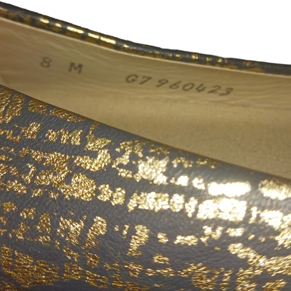 NEW SAS Scenic Ballet Flat Leather Black and Gold Ortholite Slip On sz 8 - Picture 8 of 9